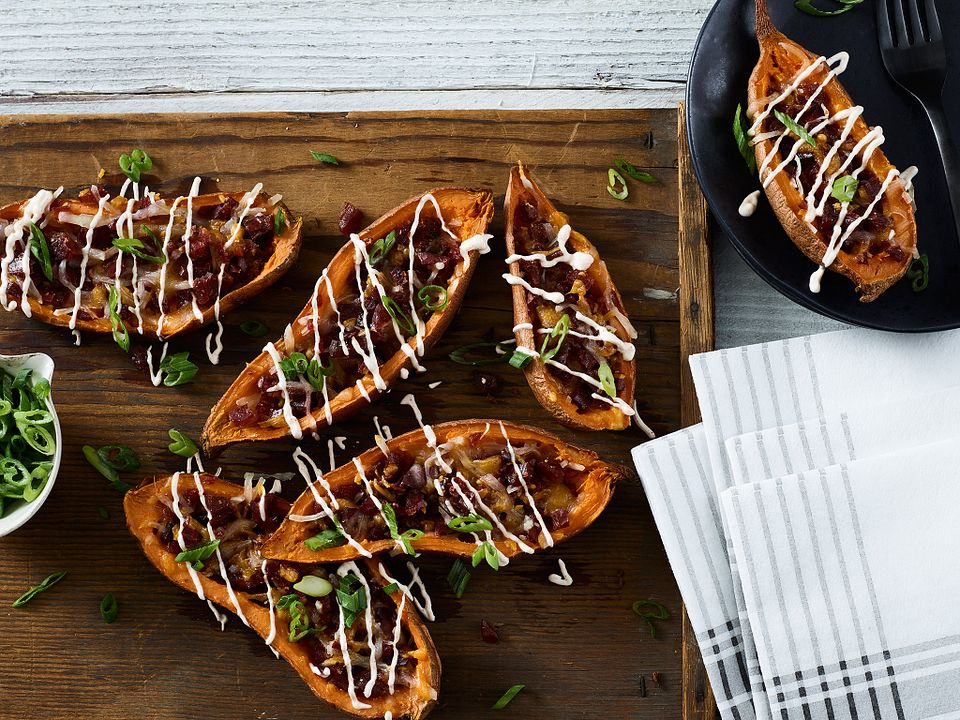 Beef Jerky Baked Potato Skins