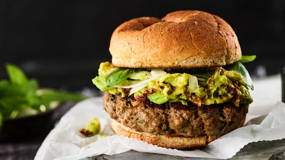 Tuscan Burgers & Avocado-Tomato Spread