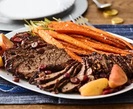 Beef Brisket with Savory Carrots & Dried Plums