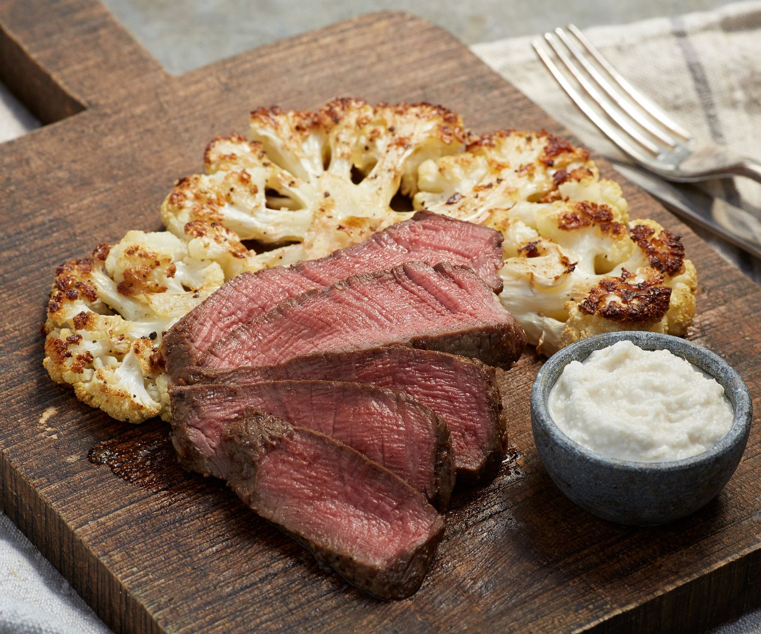 Beef Tenderloin with Roasted Cauliflower “Steak”