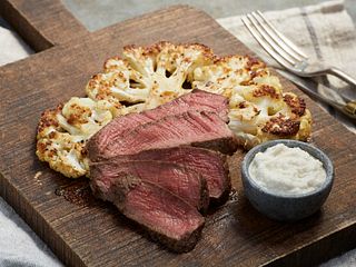 Beef Tenderloin with Roasted Cauliflower "Steak"