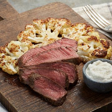 Beef Tenderloin with Roasted Cauliflower "Steak"