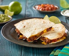 Easy Baked Beef, Bean and Corn Quesadillas