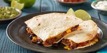 Easy Baked Beef, Bean and Corn Quesadillas