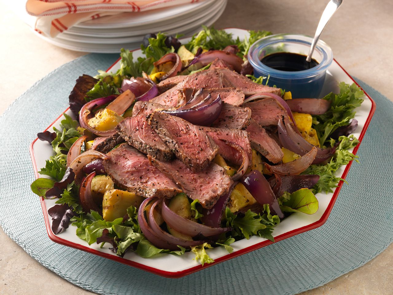 Grilled Beef, Summer Squash and Onion Salad