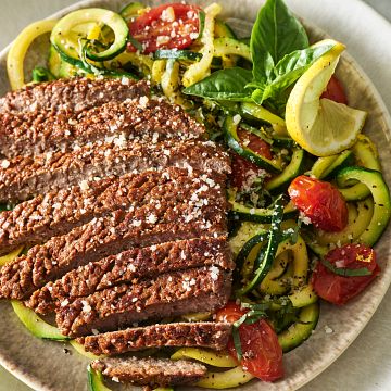 Blackened Cubed Steaks with Zoodles