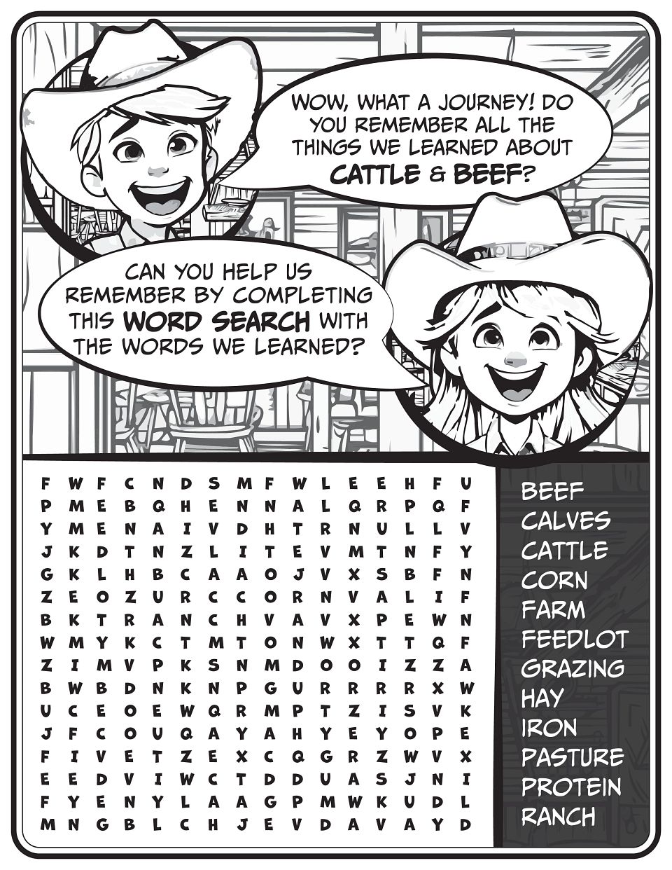 Beef Word Search Coloring Page