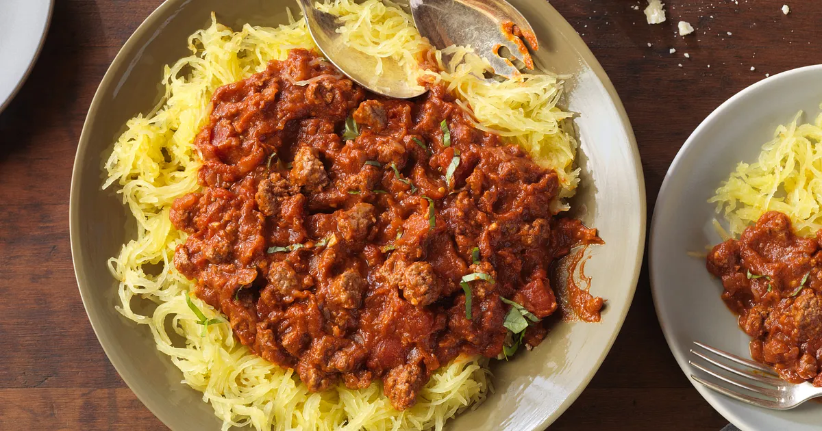 Spaghetti Squash with Meat Sauce | Beef Loving Texans | Beef Loving Texans is your one-stop informat