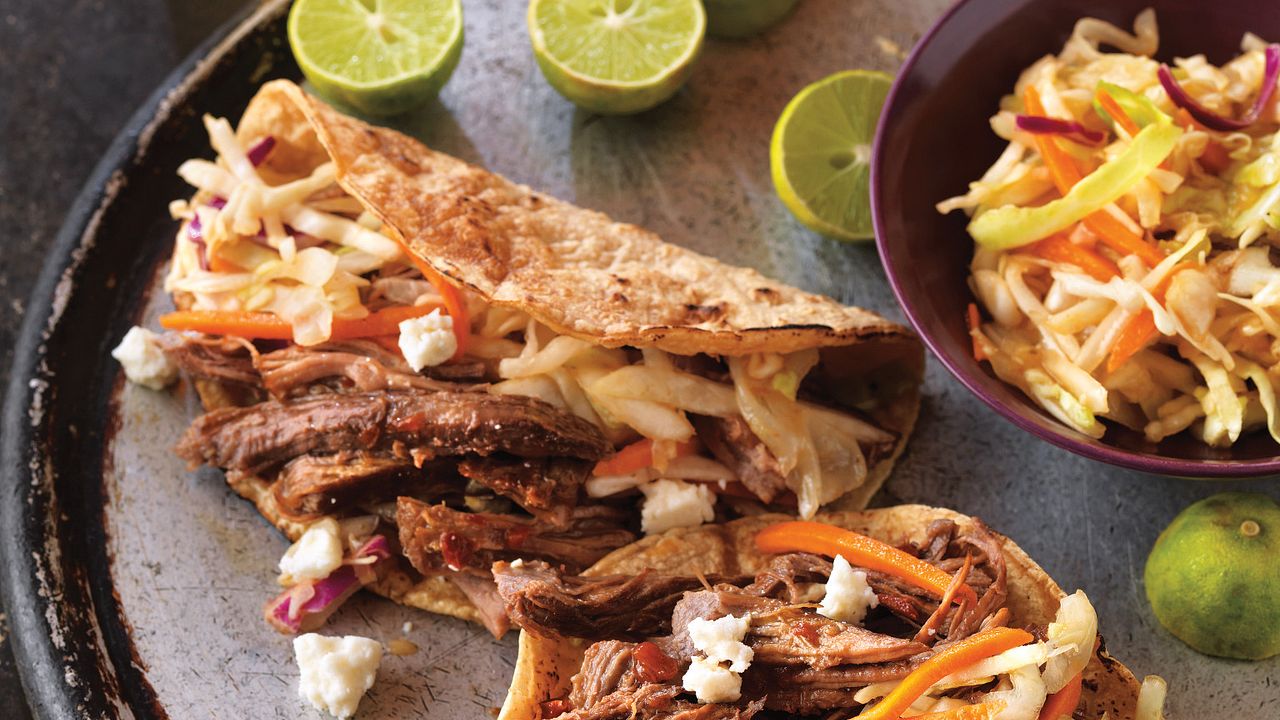 Beer-Braised Spicy Beef Tacos