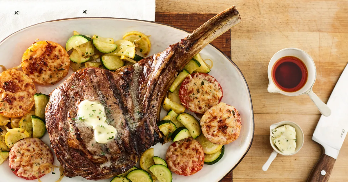 Grilled Beef Ribeye Steak with Parmesan Tomatoes and Squash | Beef Loving Texans | Beef Loving Texan