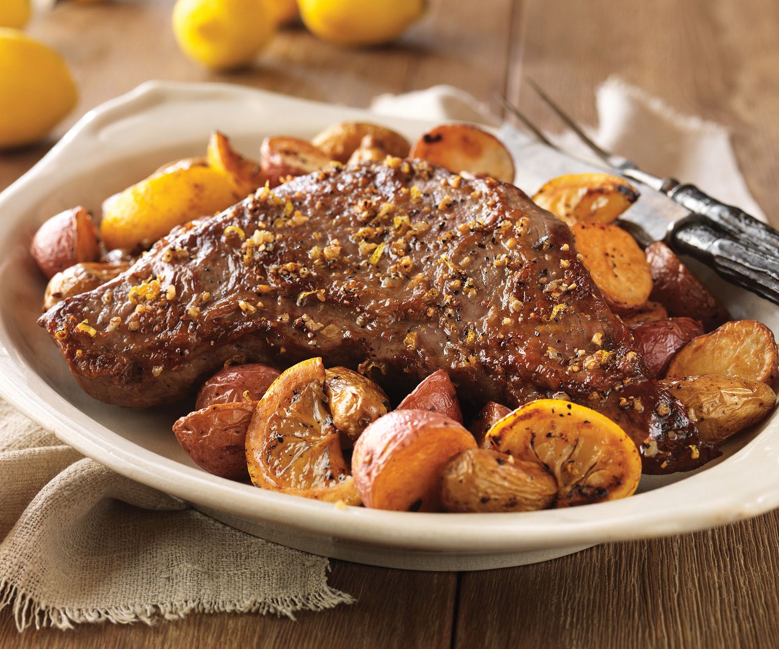 Lemon-Garlic Beef Tri-Tip and Roasted Potatoes