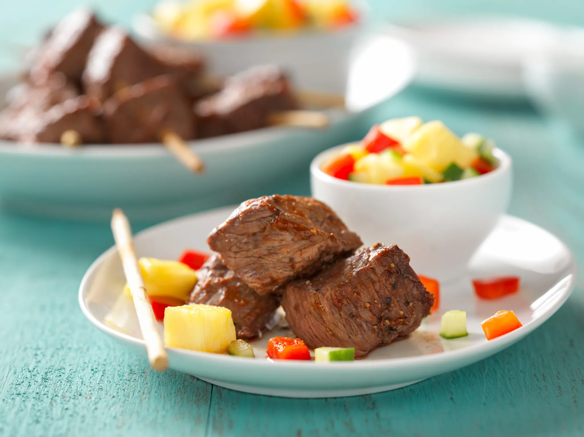 Hoisin BBQ Kabobs with Pineapple Salsa