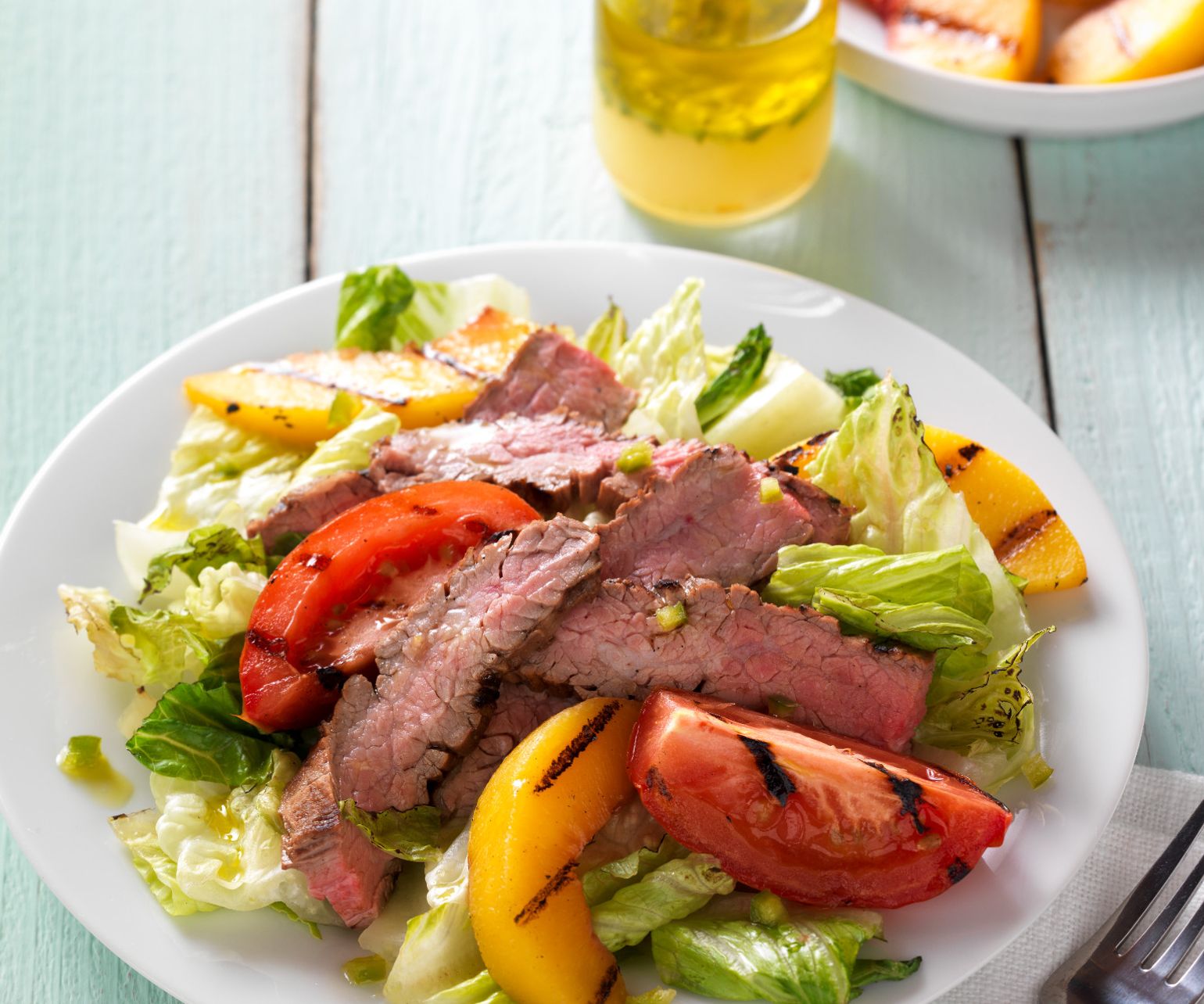 Grilled Flank Steak and Peach Salad