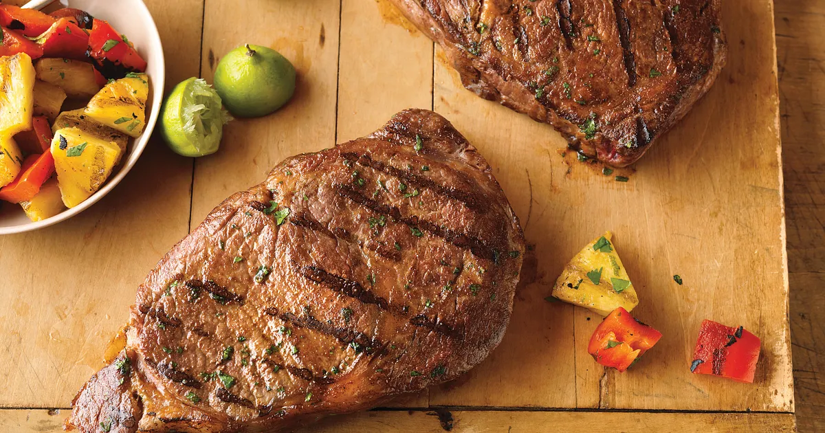Hawaiian Ribeye Steaks with Grilled Pineapple Salad | Beef Loving Texans | Beef Loving Texans is you