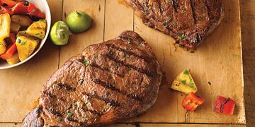 Caribbean Ribeye Steaks with Grilled Pineapple Salad