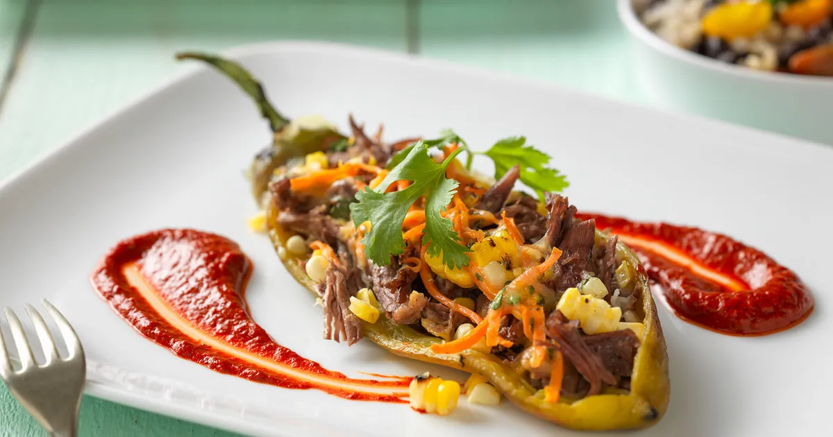Shredded Beef-Stuffed Chile Relleno With Guajillo Chile Sauce | Beef Loving Texans | Beef Loving Tex