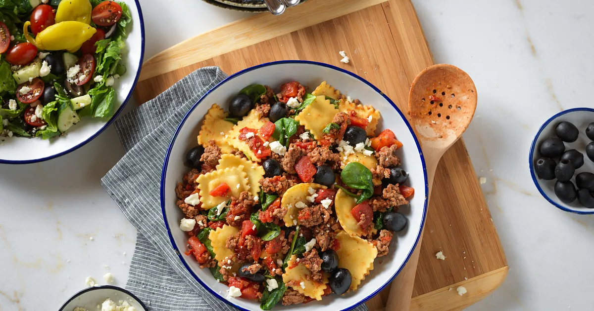 Greek-Style Beef & Cheese Ravioli | Beef Loving Texans | Beef Loving Texans is your one-stop informa