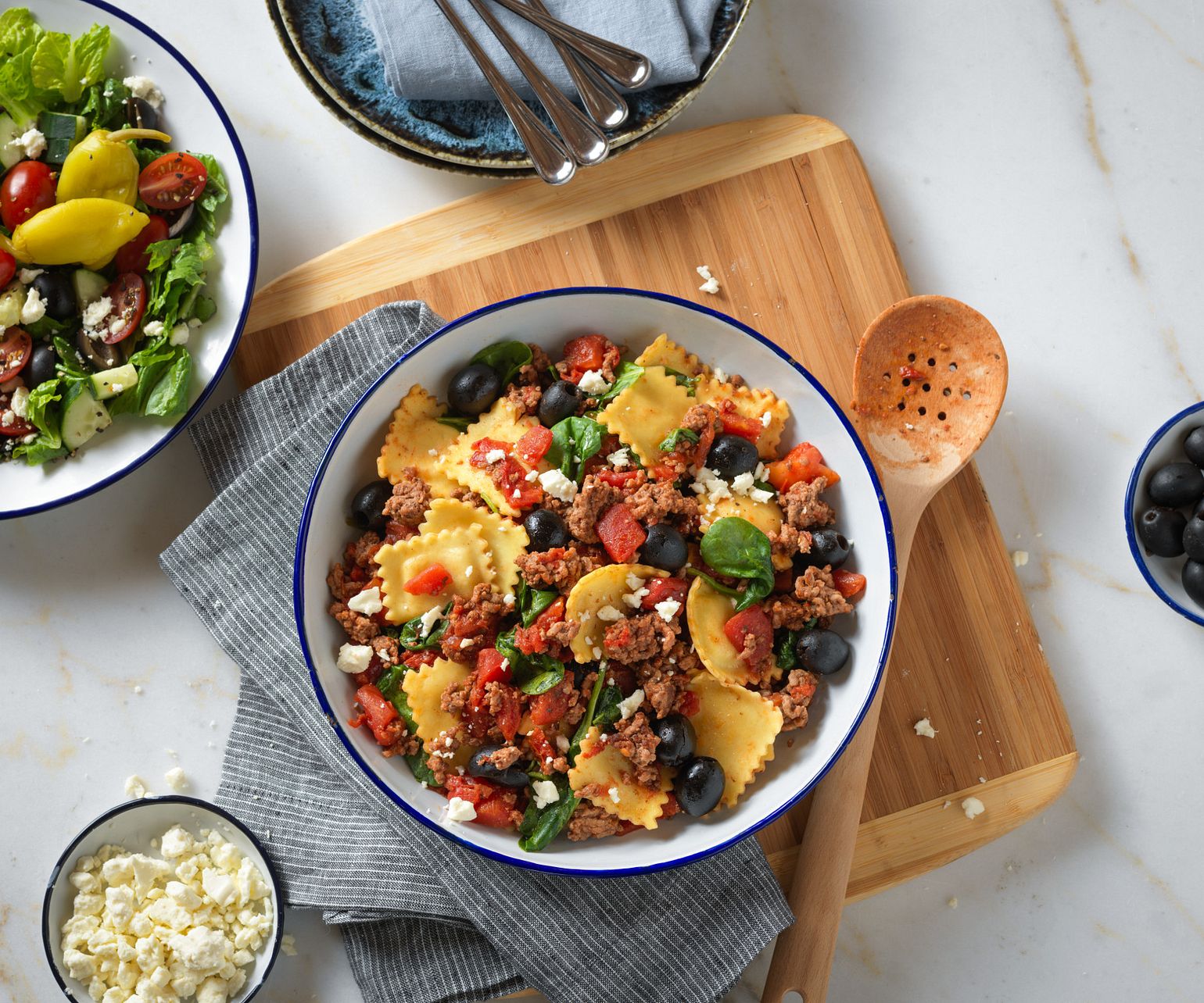 Greek-Style Beef & Cheese Ravioli