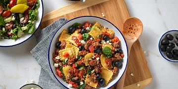 Greek-Style Beef & Cheese Ravioli