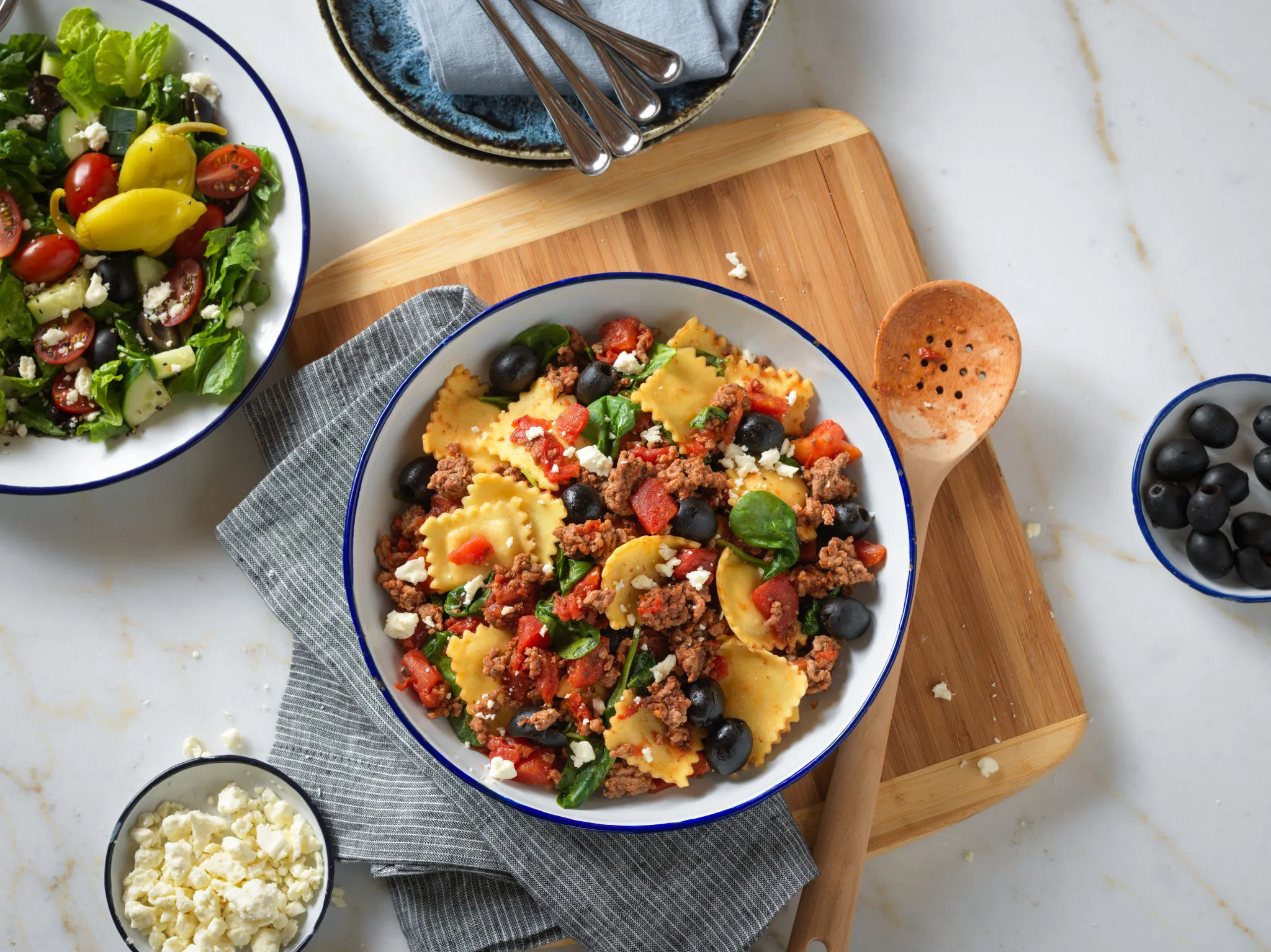 Greek-Style Beef & Cheese Ravioli