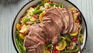 Farmers Market Vegetable Beef and Brown Rice Salad