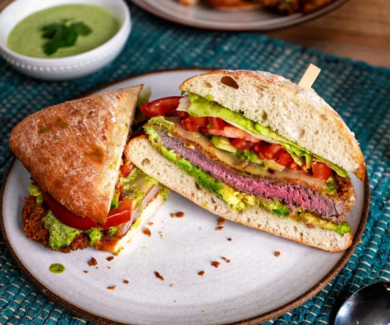 Crispy Beef Sandwiches with Cilantro-Lime Sauce