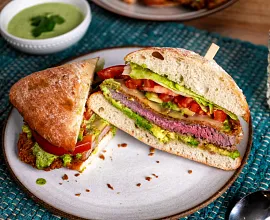 Crispy Beef Sandwiches with Cilantro-Lime Sauce