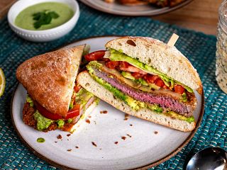 Crispy Beef Sandwiches with Cilantro-Lime Sauce