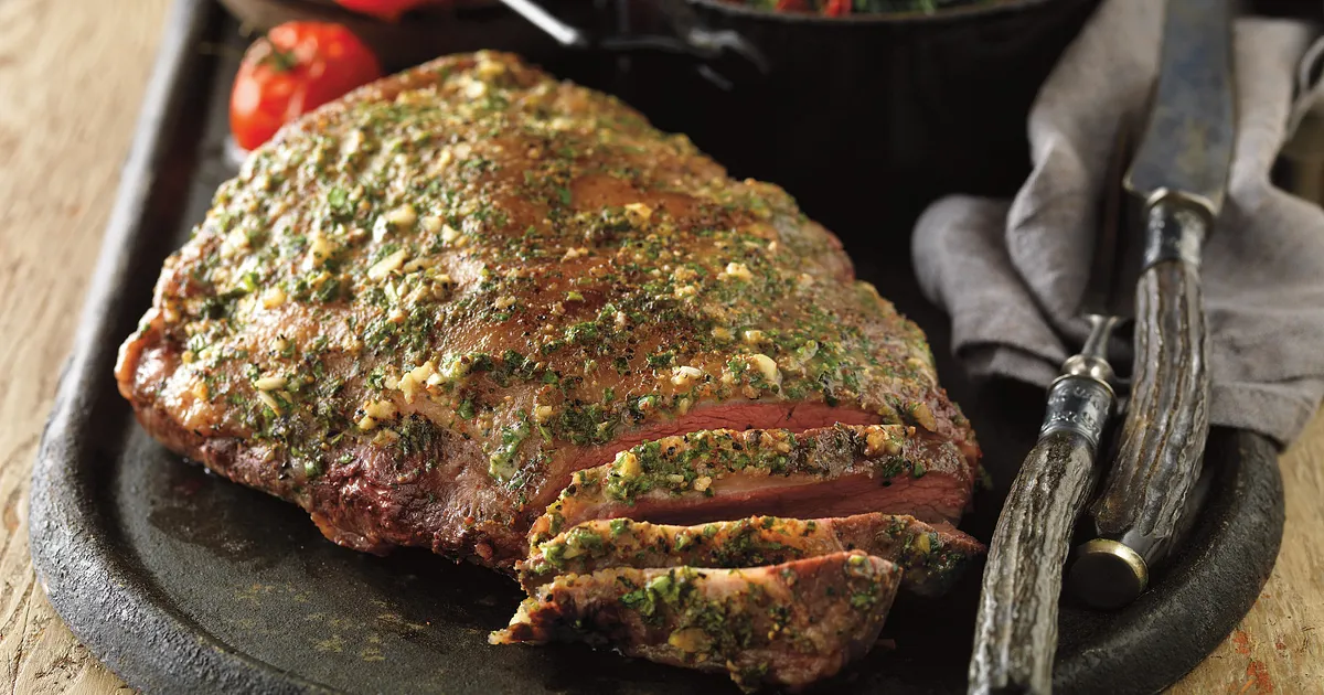 Mustard-Glazed Sirloin Roast with Sautéed Greens | Beef Loving Texans | Beef Loving Texans is your o