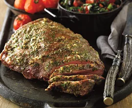 Mustard-Glazed Sirloin Roast with Sautéed Greens