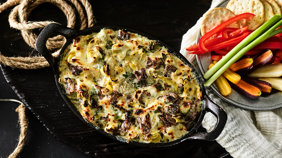 Cheesy Beef Artichoke Dip