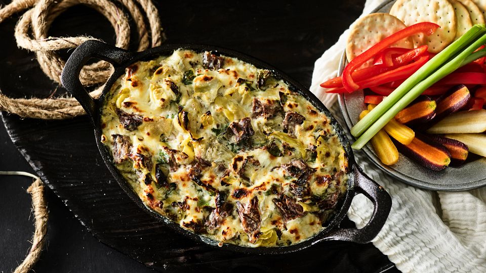 Cheesy Beef Artichoke Dip