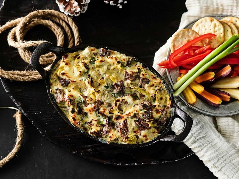 Cheesy Beef Artichoke Dip