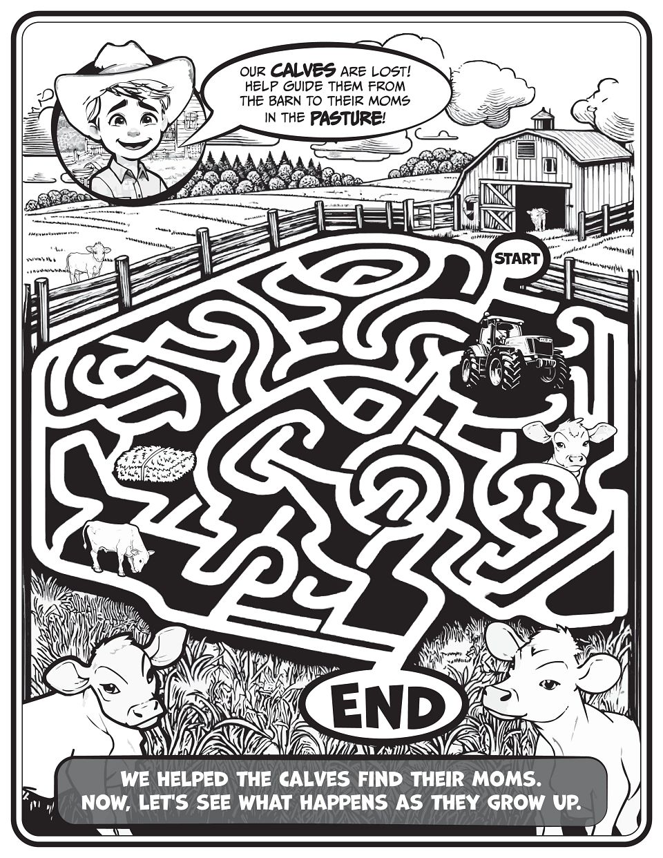 Calve Maze Coloring Page
