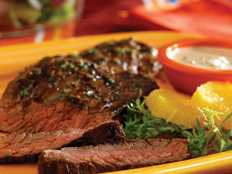 Grilled Skirt Steak with Creamy Citrus Sauce