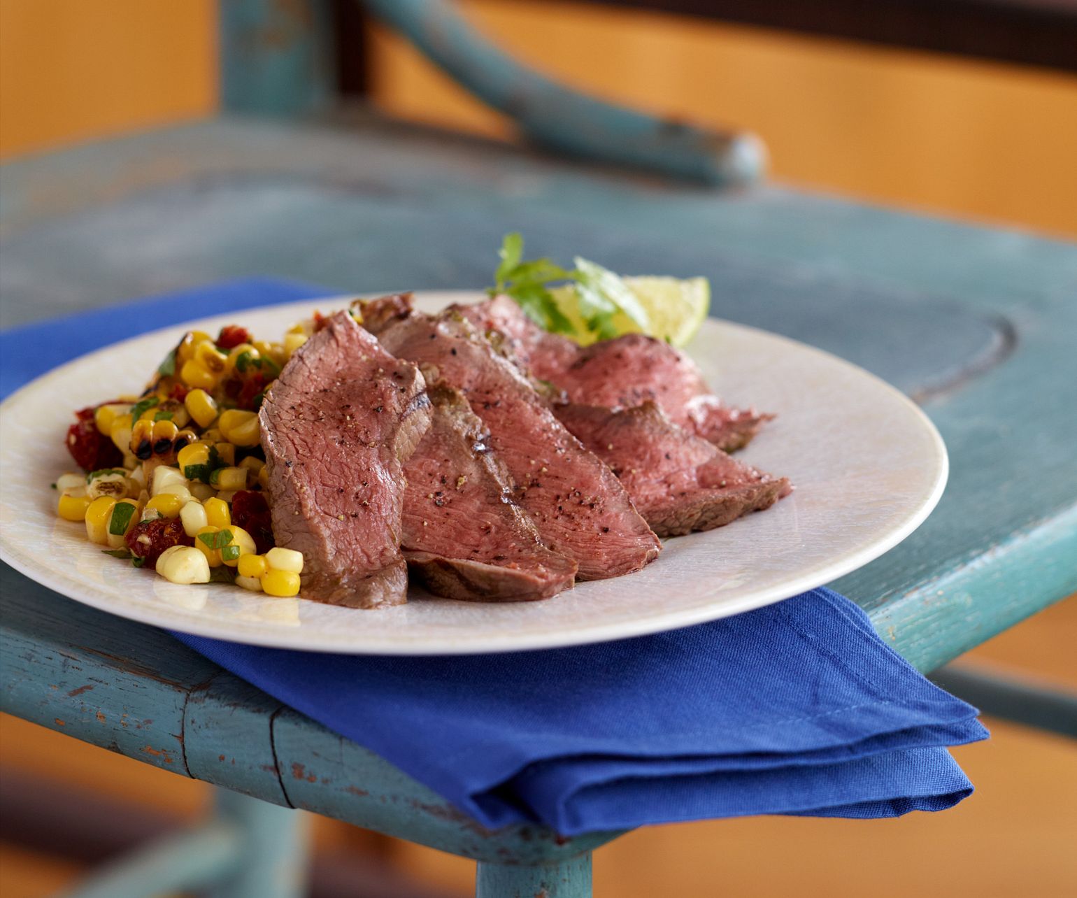 Steak with Grilled Corn Salsa