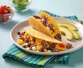 Breakfast Skillet Beef Tacos