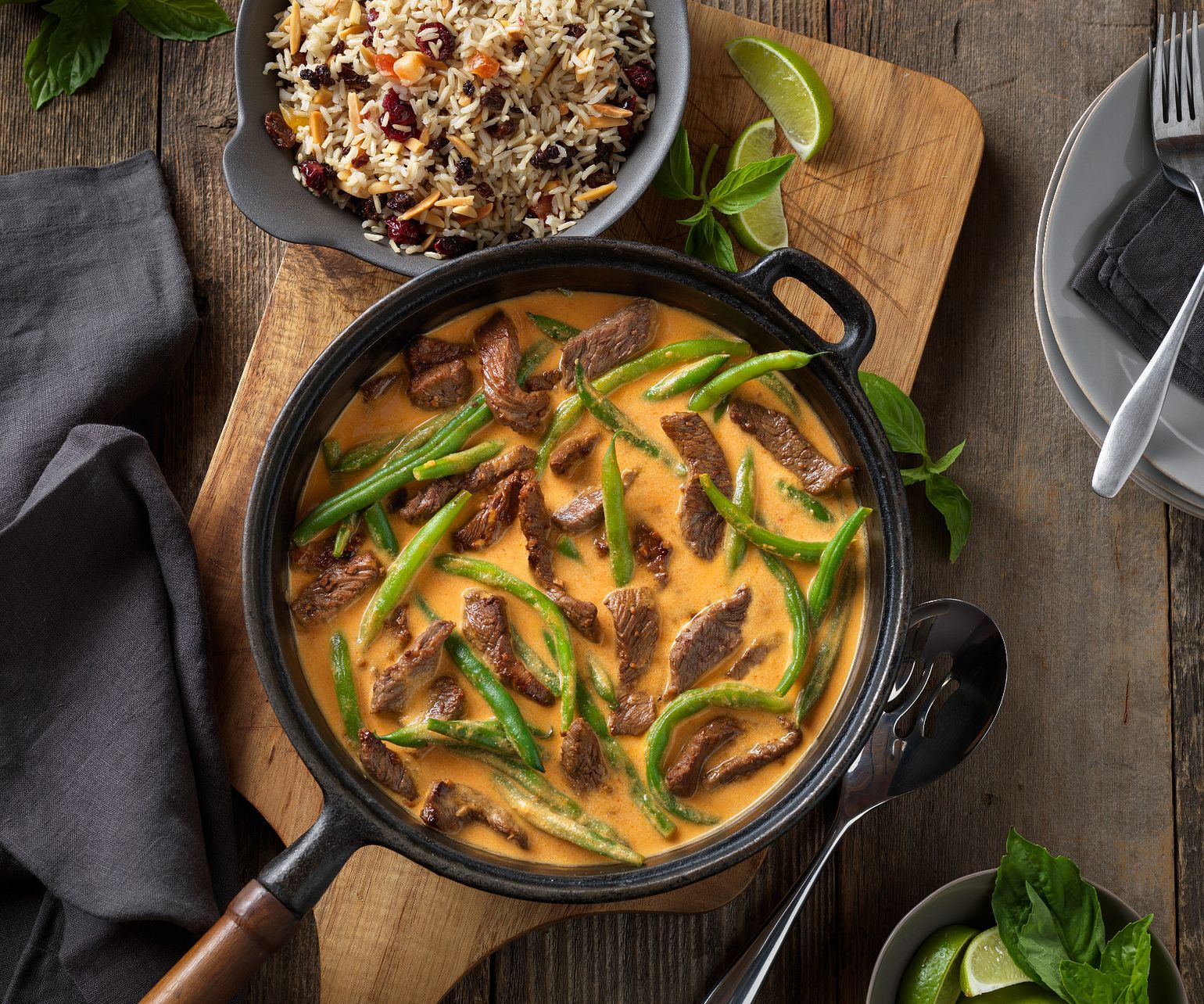 Beef Curry with Fruit and Almond Rice