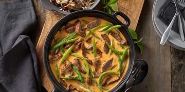 Beef Curry with Fruit and Almond Rice