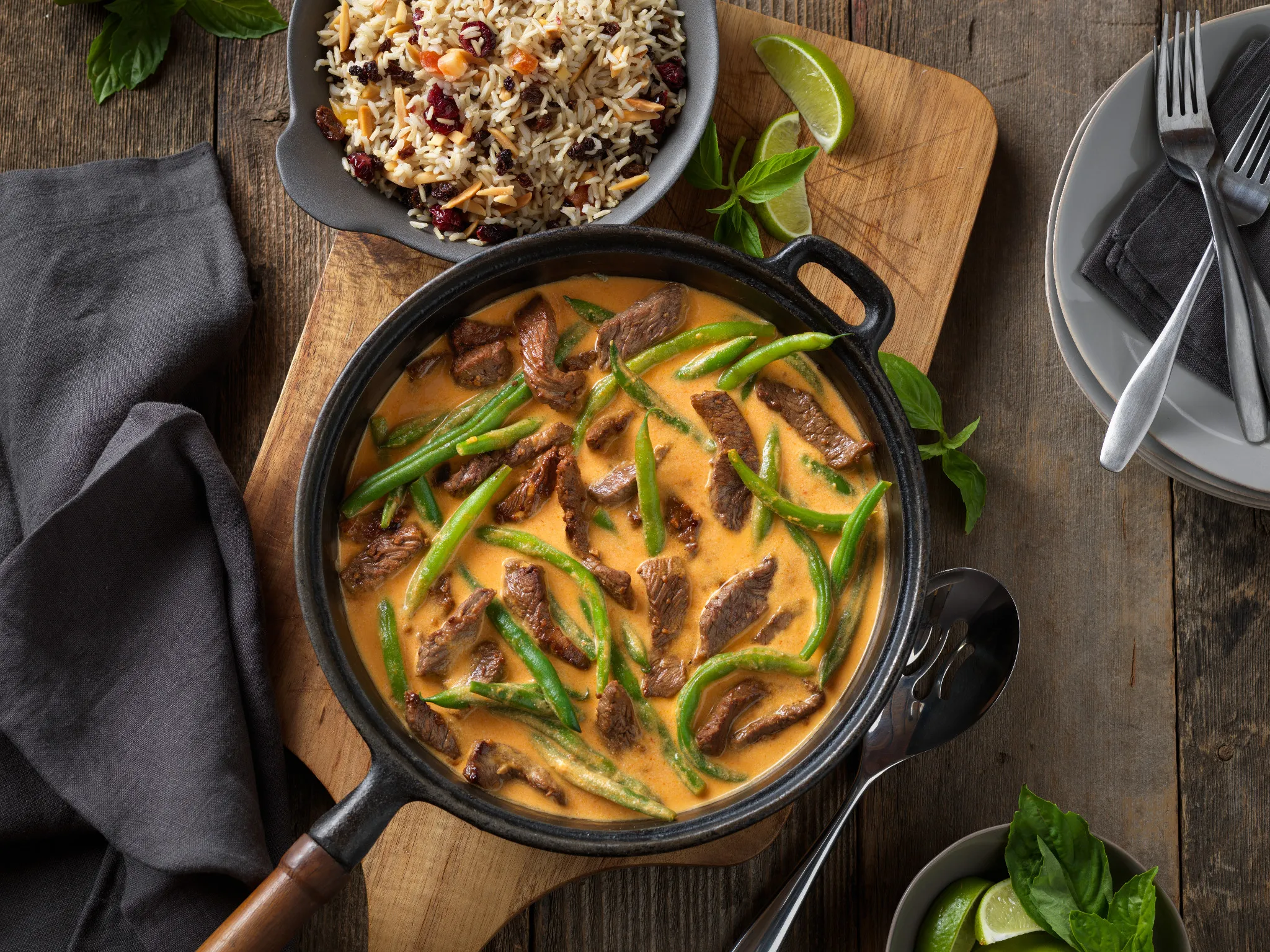 Beef Curry with Fruit and Almond Rice