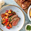 Roasted Sun-Dried Tomato Beef Tri-Tip with Peppers and Sweet Potatoes