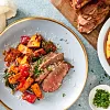 Roasted Sun-Dried Tomato Beef Tri-Tip with Peppers and Sweet Potatoes