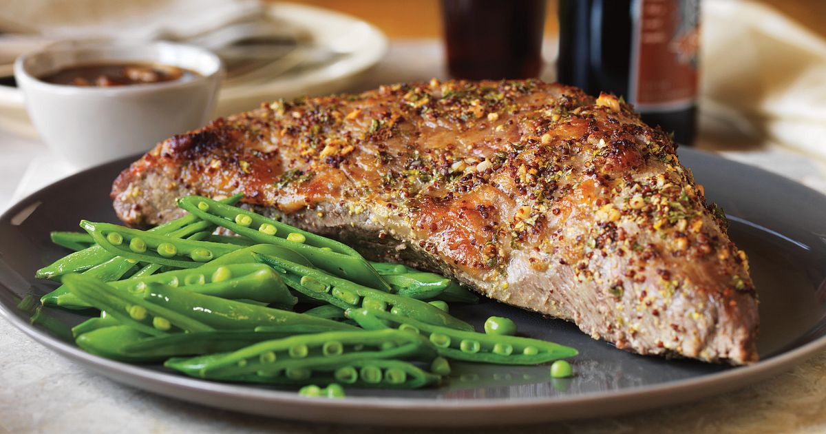 Country Mustard Tri-Tip Roast with Butter-Brew Sauce | Beef Loving Texans | Beef Loving Texans is yo