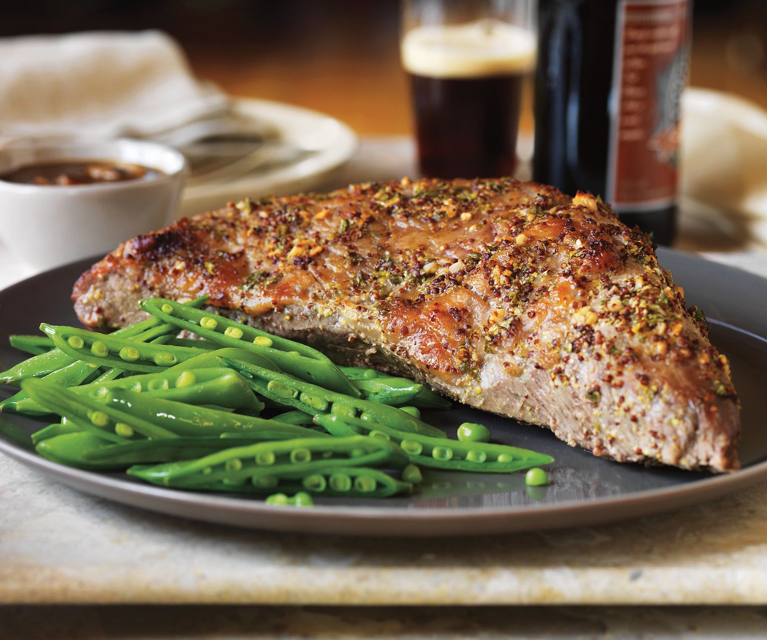 Country Mustard Tri-Tip Roast with Butter-Brew Sauce