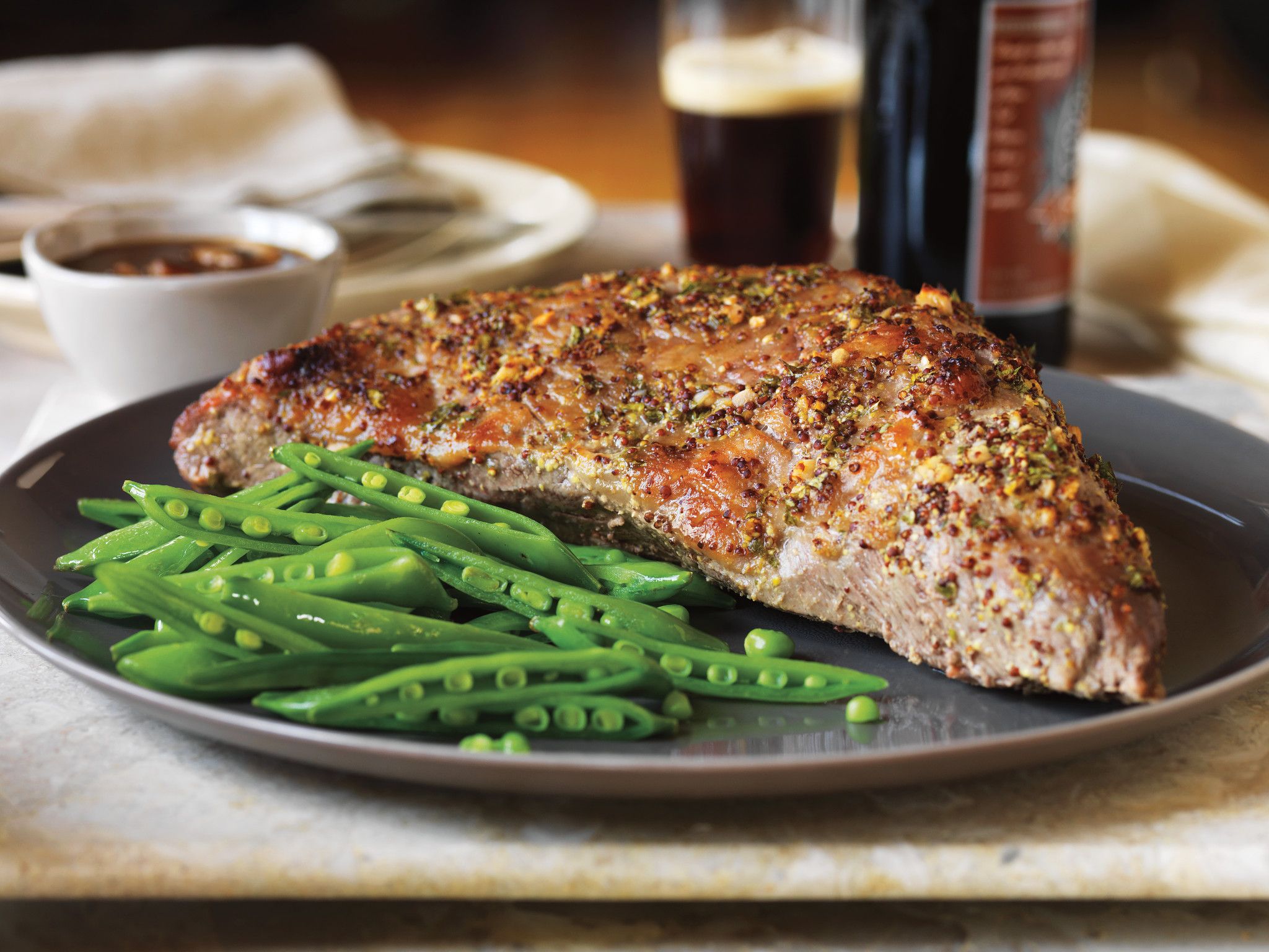 Country Mustard Tri-Tip Roast with Butter-Brew Sauce
