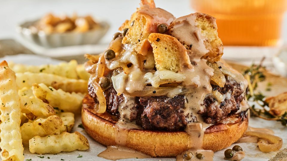 French Onion Open-Faced Burgers