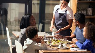 Family at restaurant
