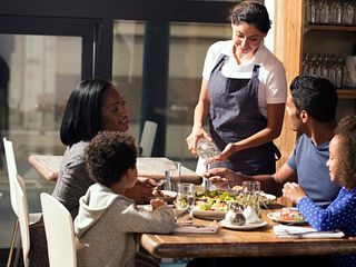 Family at restaurant