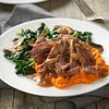 Beef Pot Roast with Cider Gravy and Maple Sweet Potatoes