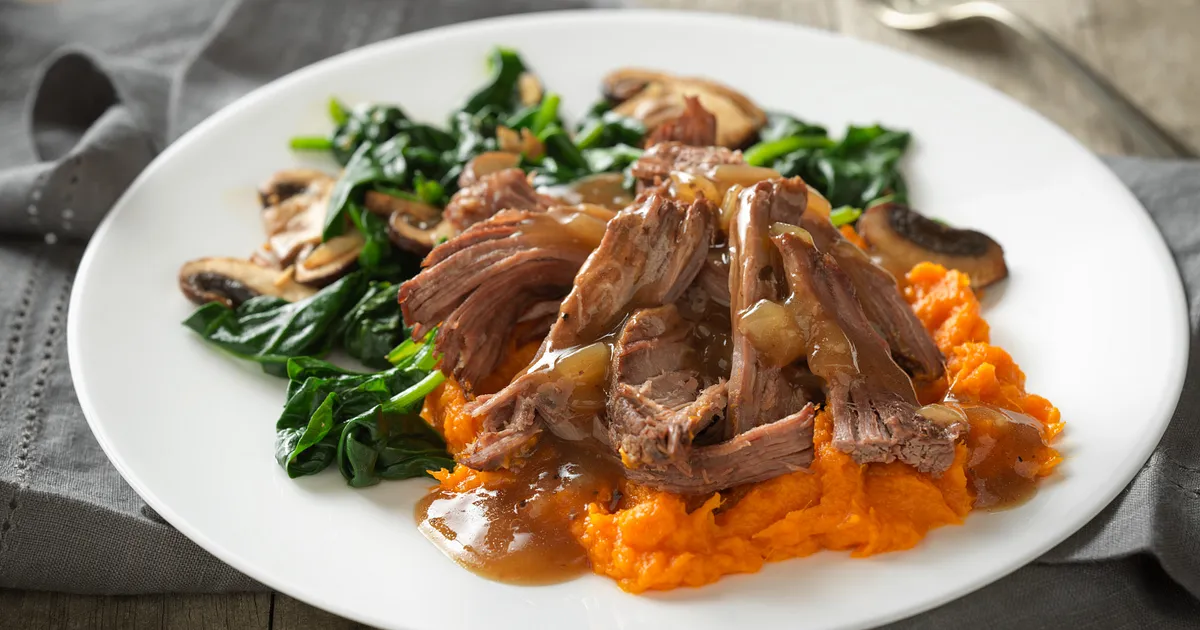 Beef Pot Roast with Cider Gravy and Maple Sweet Potatoes | Beef Loving Texans | Beef Loving Texans i